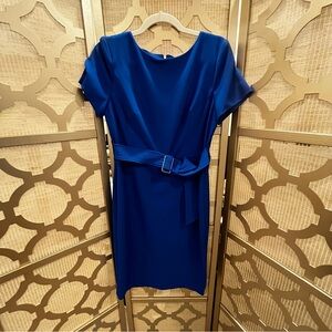 Calvin Klein Royal Blue Midi Dress with Belt